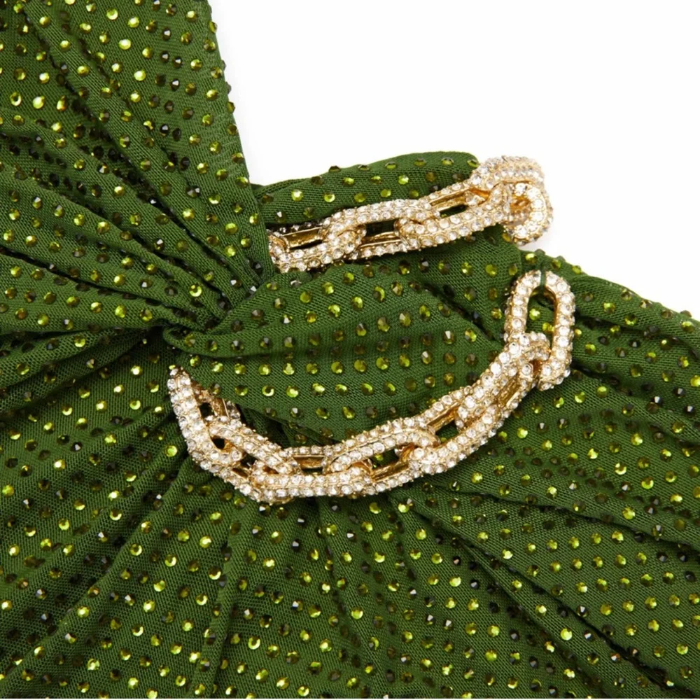 Self-Portrait Sparkling Green Long Sleeve Dress - Picture 5 of 13